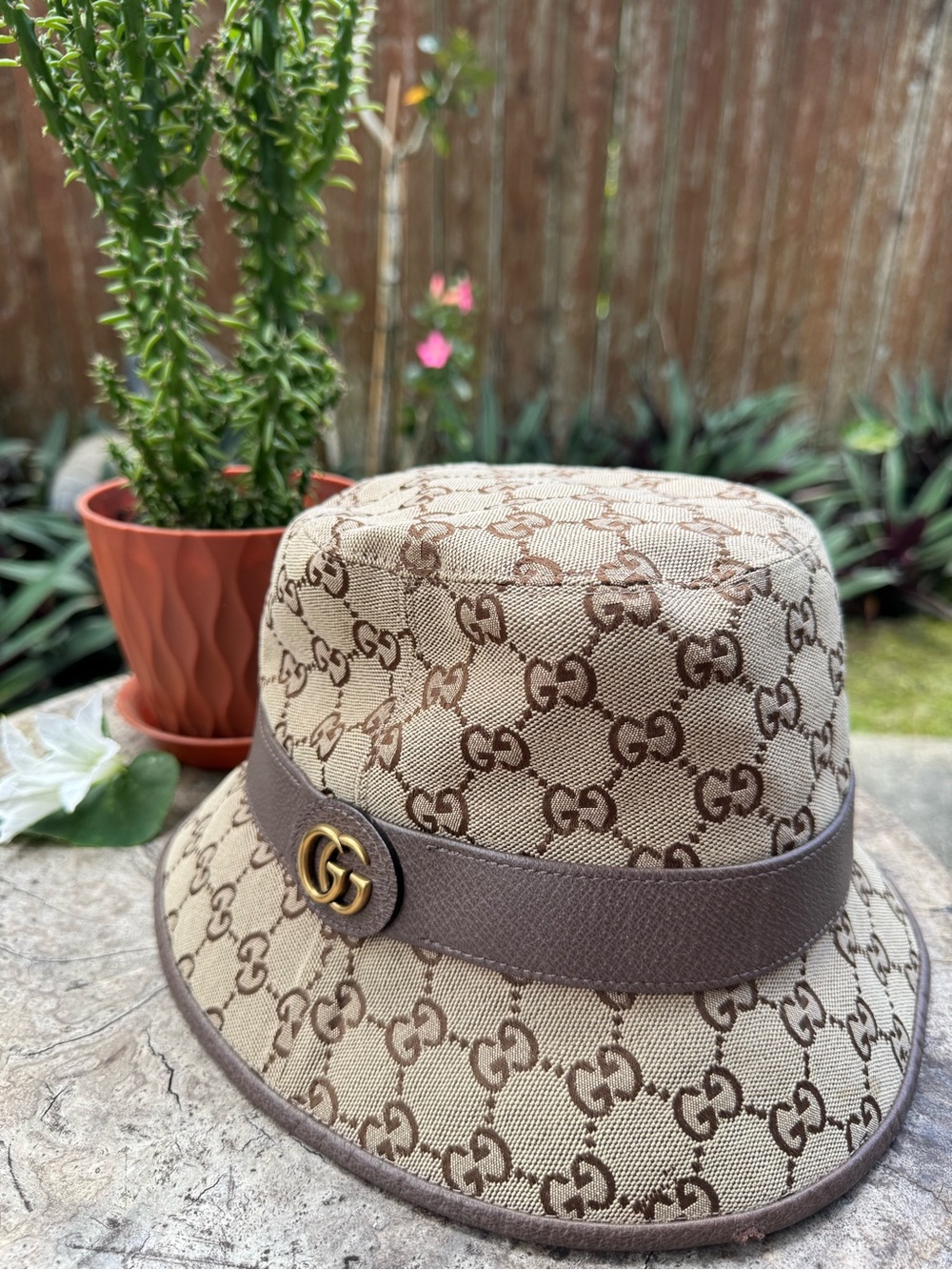 Gucci Beige & Brown GG Canvas Bucket Hat